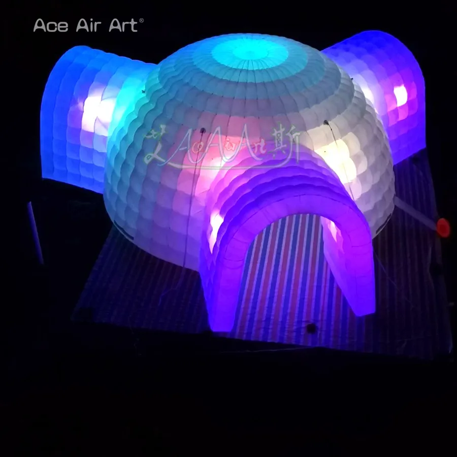 Yağmur geçirmez çatı LED ışık çadır şişme tam beyaz iglo çadır olay kubbe çadırı 3 kapılı kullanılabilir açık parti için