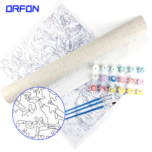 Orfon TZ6086数字によるイチゴDIY絵画キャンバスアクリルセット家庭装飾用ブラシフレーム付き漫画パターンを含む - Product Image 6