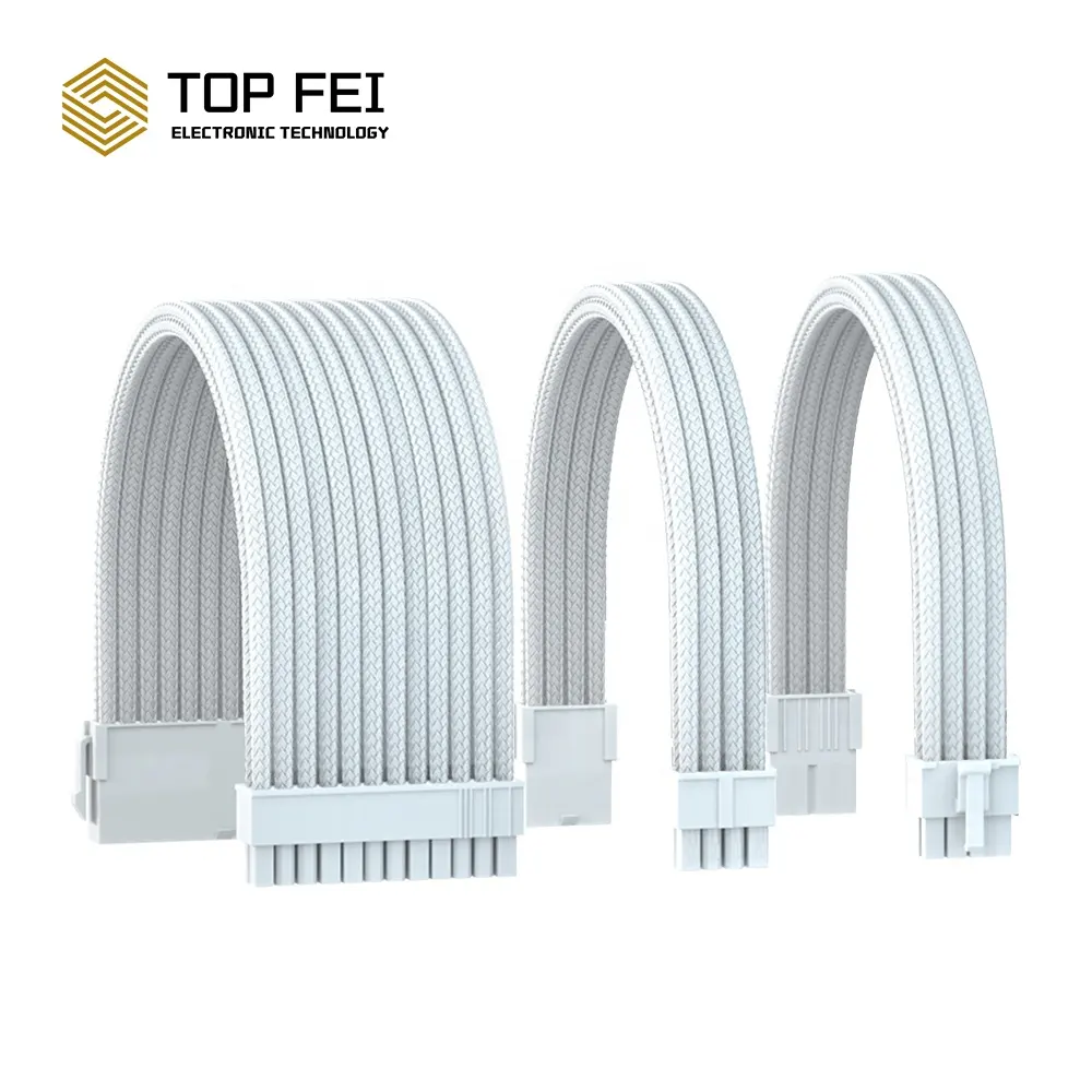 Hot Selling 18 Awg Volledig Witte Mouw Psu Verlengkabel Kit 30Cm Toevoer Verlengkabels Gewoonlijk Accessoires