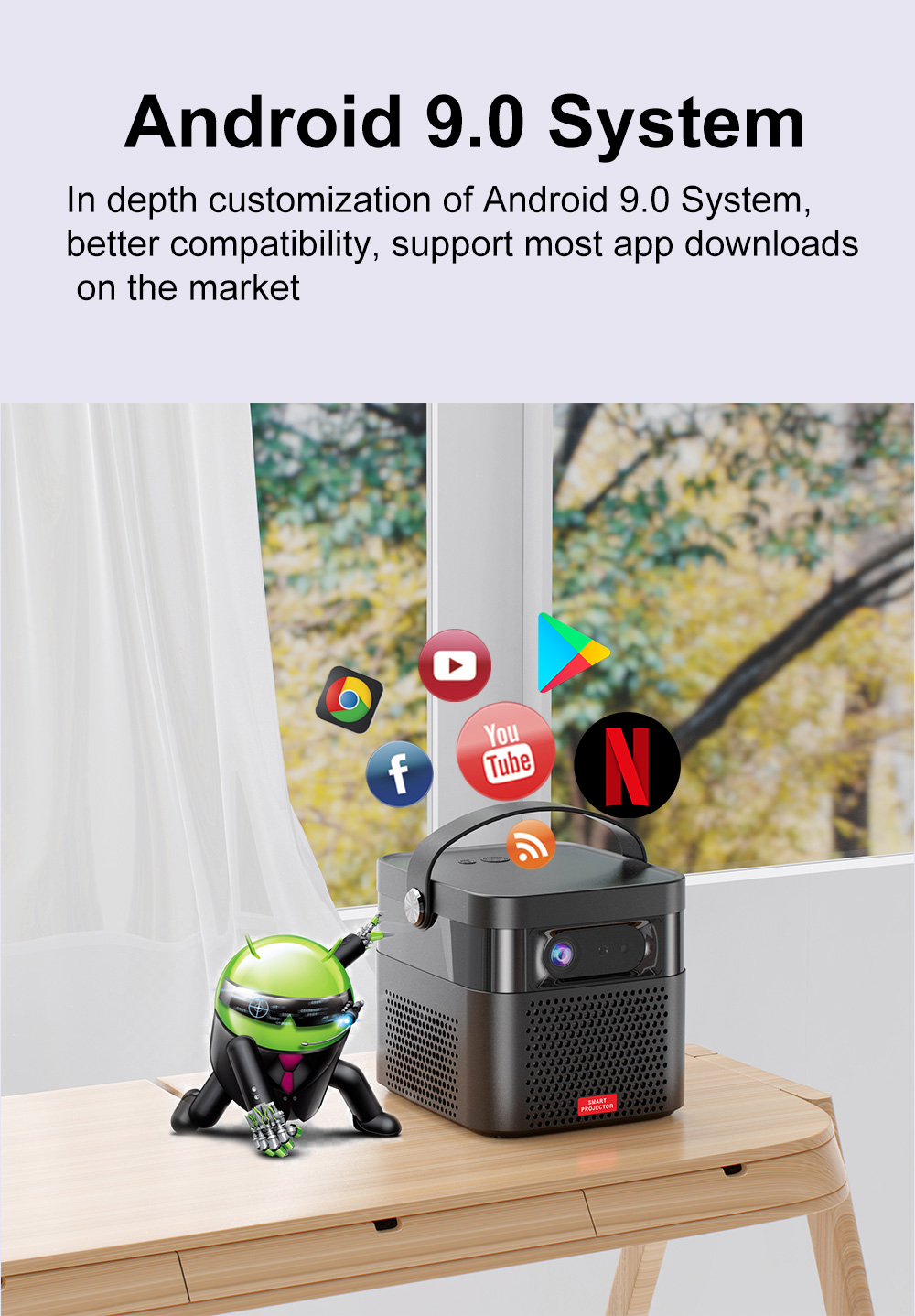 CLYTTE DLP projector K5 dual wifi Android9.0 540p 4k projector 3d projector for home theatre outdoor