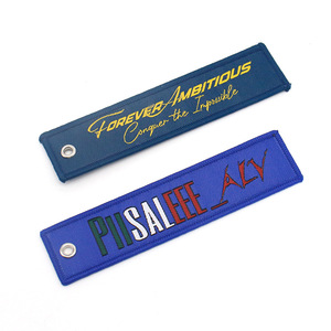 Nhà Máy Biểu Tượng Tùy Chỉnh Nhãn Hai Mặt Cá Nhân Văn Bản Và Thêu Vải Keychain Dệt Vá Keyring Thẻ - Product Image 5
