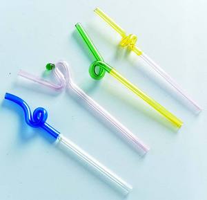 热销创意艺术造型弯曲吸管彩色耐热果汁饮料玻璃吸管 - Product Image 3