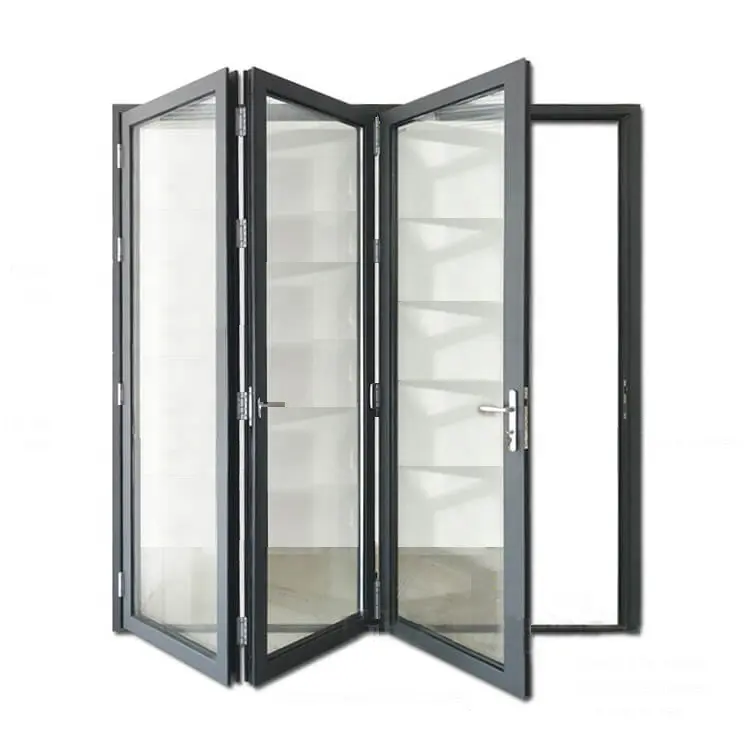 Sistema de deslizamiento Interior, puerta plegable de vidrio y plástico Pvc para cocina, bipartición Exterior