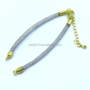 Shinning Cubic Zirconia Mesh Cord Bracelet Gold Plated Embedded Crystal Mesh Thread Bracelet <strong>String</strong> Bracelet Lobster <strong>Clasp</strong> - Product Image 6