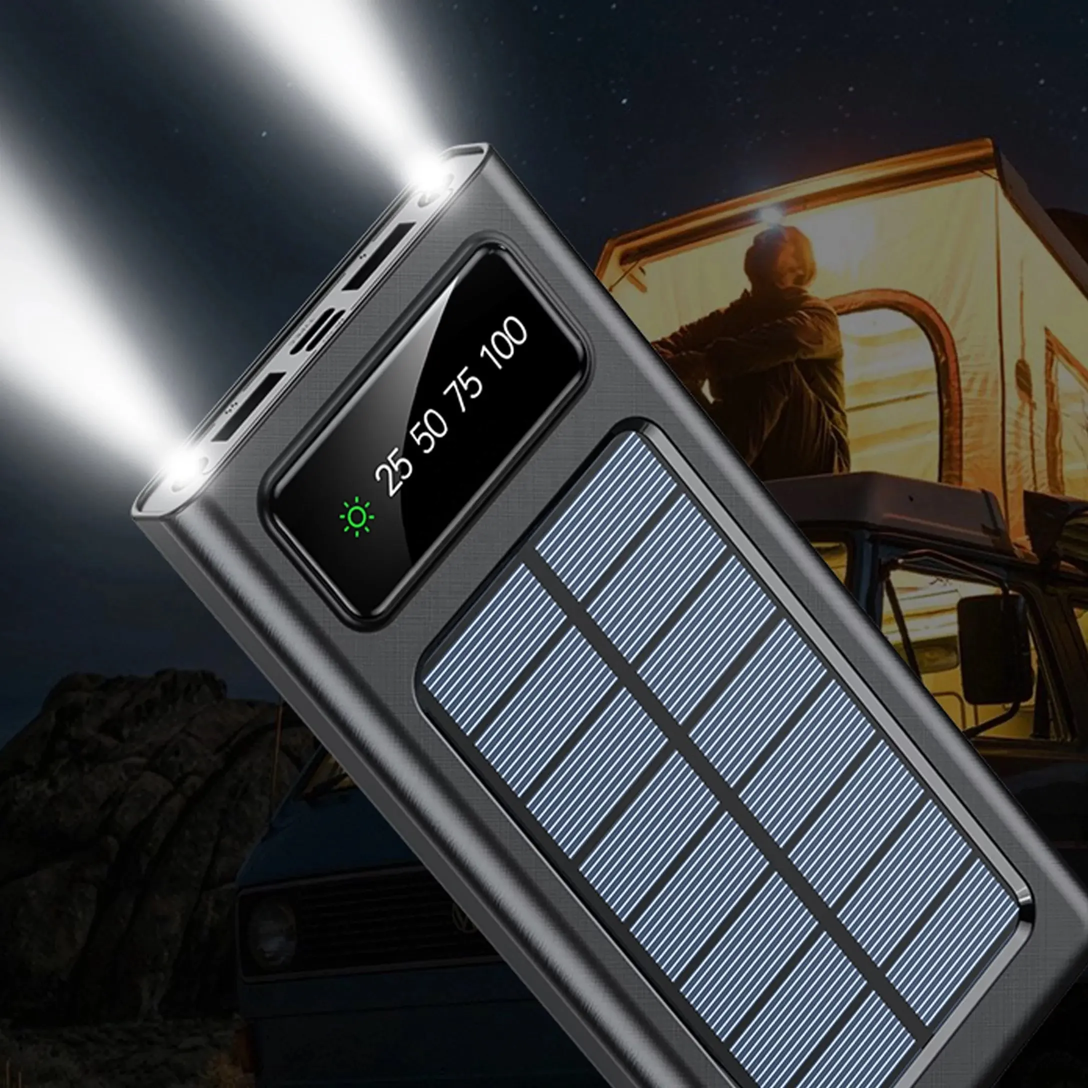Batterie externe solaire, 30000mah, chargeur USB, double Type C, Power Bank, pour téléphone Portable, nouveau