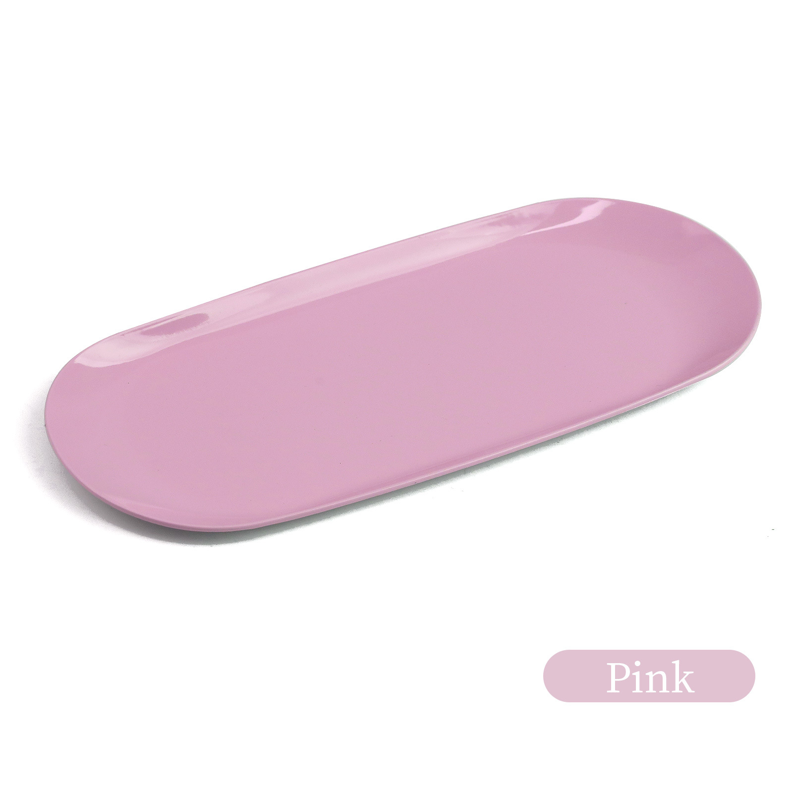 Plateau de rangement ovale rose