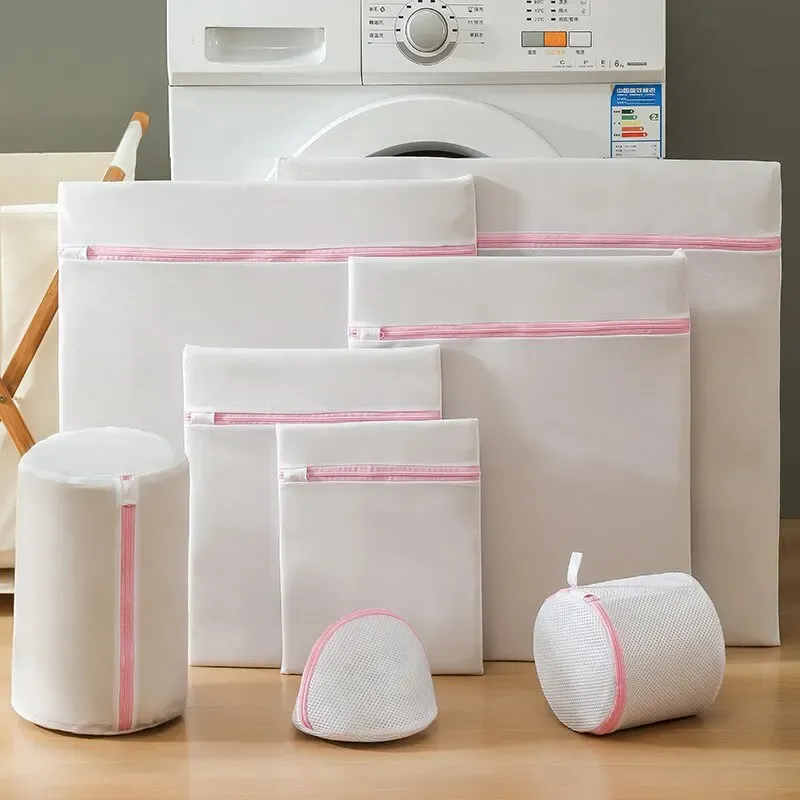 Şeffaf fermuarlı çamaşır ince file çanta çamaşır makinesi çamaşır koruma için tekrar kullanılabilir sağlam