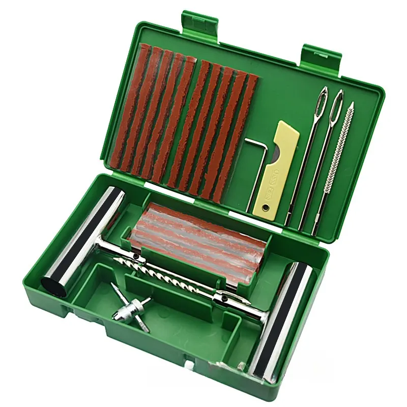 صندوق أخضر اللون عدة أدوات إصلاح الإطارات مكون من 34 قطعة وطقم مكون من 59 قطعة