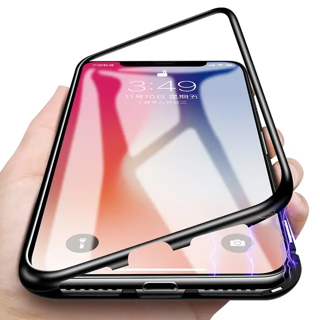 HYF 2019 nouveau design accessoires de téléphone étui de téléphone magnétique de protection complète à 360 degrés couverture de téléphone portable pour iphone 7/8plus/X/11pro