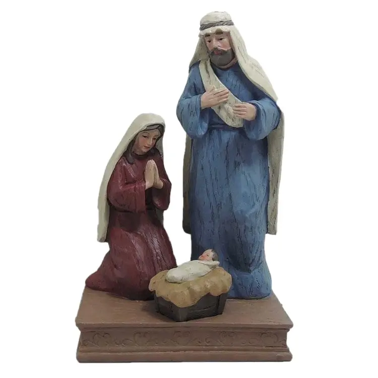 Estatua religiosa de resina con dibujos bíblicos, decoración de nacimiento de Jesús, fe, Biblia