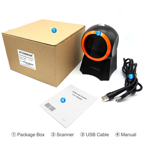 Escáner de impresora de etiquetas de código de barras, tarjeta de regalo de código automático, lector de código de barras Qr, escáner de código de barras omnidireccional, escáner de mesa
