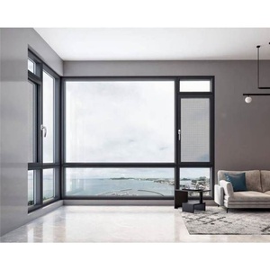 Ventana abatible de diseño moderno con marco de aleación de aluminio insonorizado y clasificación STC 45 de vidrio templado para edificios de apartamentos
