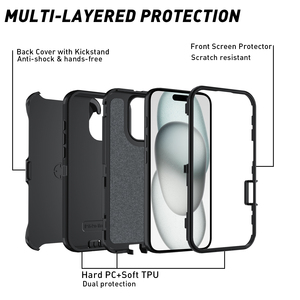 Üç geçirmez zırh cep telefonu kabuk iPhone 16 için uygundur artı her şey dahil anti-damla mat anti-skid sert kabuk - Product Image 4