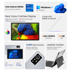 11英寸2in1 windows11商务教育平板电脑，带可拆卸键盘笔记本电脑触摸屏电脑笔记本电脑平板电脑N5100 - Product Image 5