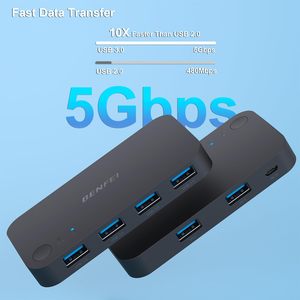 USB 3.0 Switch, USB Switcher 2 Computer Share 4 USB für PC Mouse Keyboard Printer Scanner, USB KVM Switch Selector