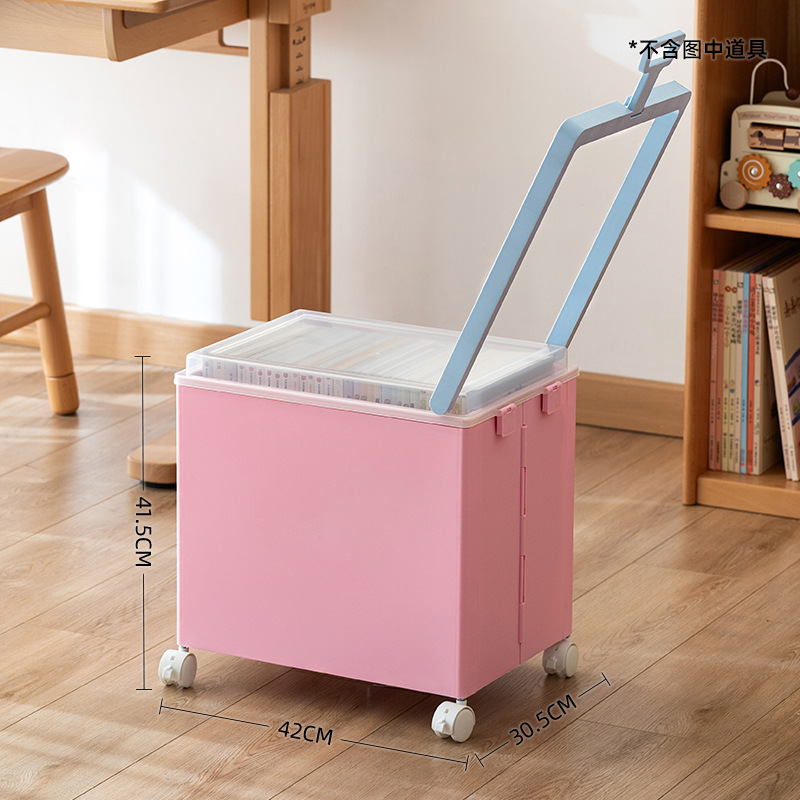 Pink - with wheels and cover - blue pull rod