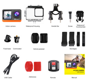 C8S HD 4K/60fps spor kamera ile 2.4G uzaktan kumanda 15m uzaktan fotoğraf çift renkli dokunmatik ekran MicroSD medya depolama - Product Image 6