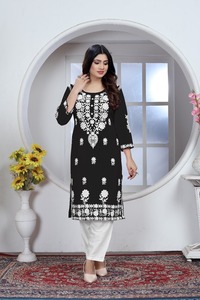 新系列Chikankari Kurti Pent印度和巴基斯坦服装出口销售Long Kurti - Product Image 4