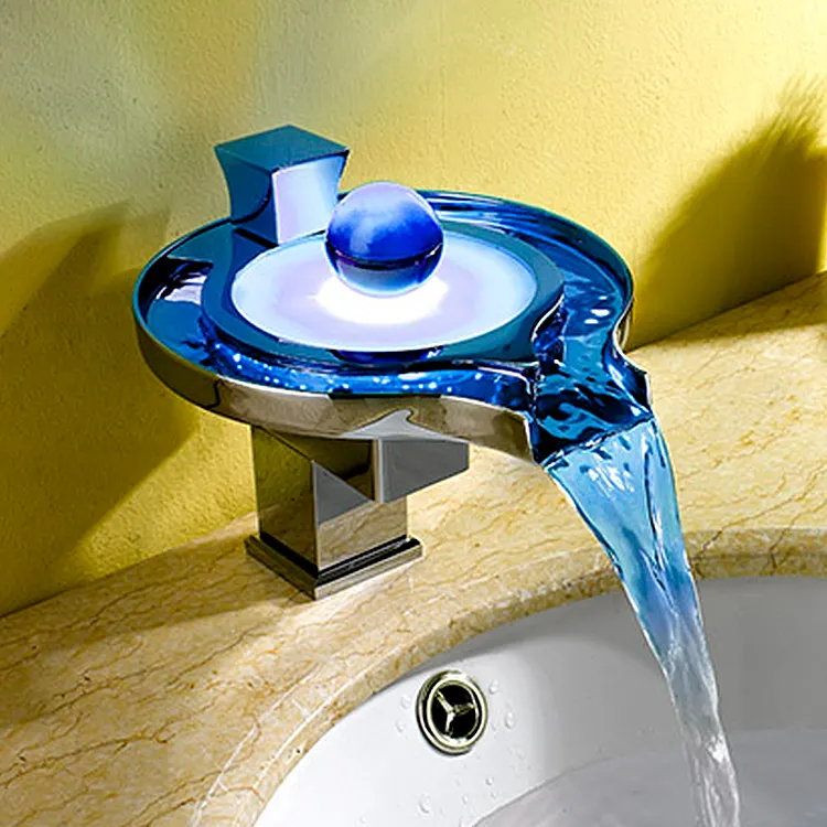 online shopping Basin LED light bathroom Waterfall Faucet