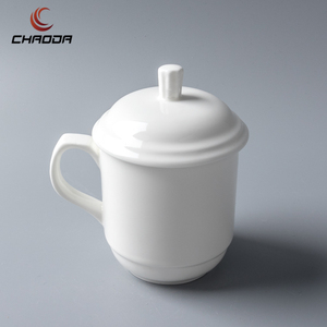 Customizable China Ceramic Mug <strong>Set</strong> With <strong>Handle</strong> 400ml Capacity Porcelain Tea <strong>Cups</strong> and Lids Reusable With Custom Logo - Product Image 2