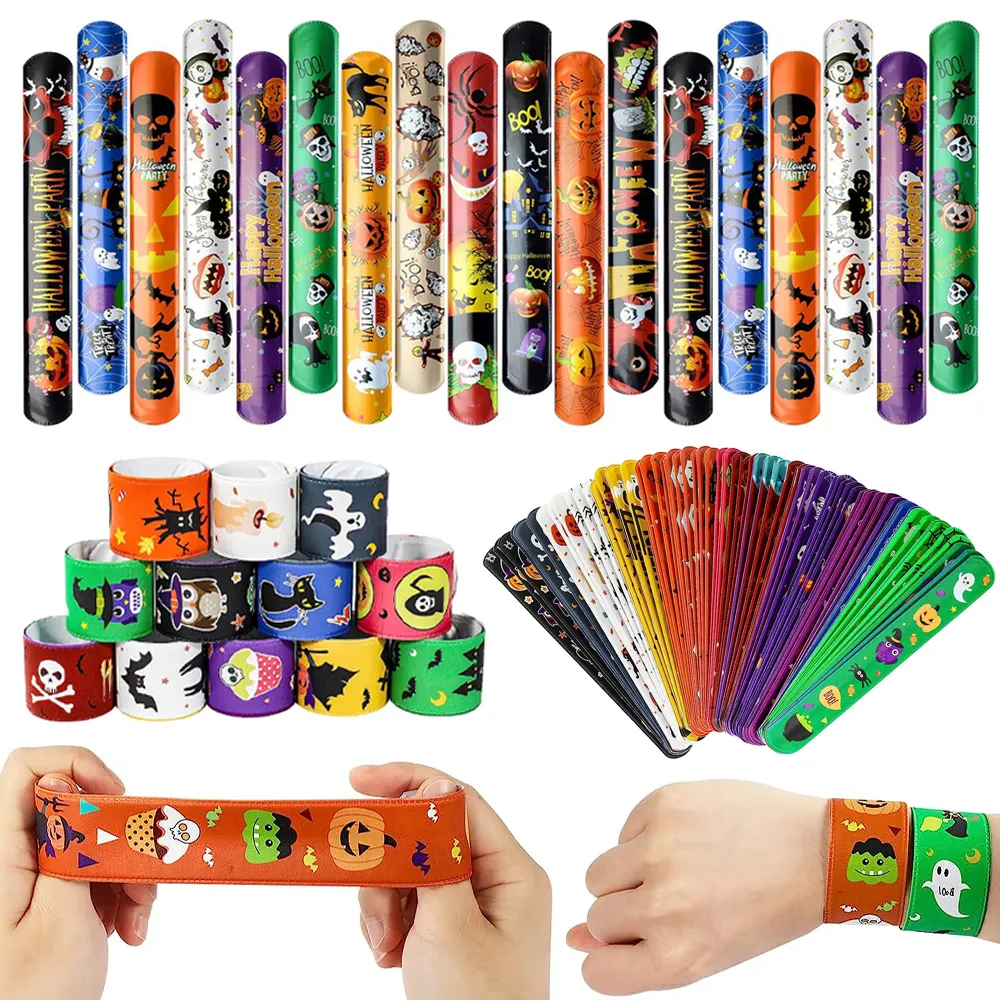 Wholesale bulk custom logo kids halloween accessories hand slap bands ruler bracelet halloween slap wristband