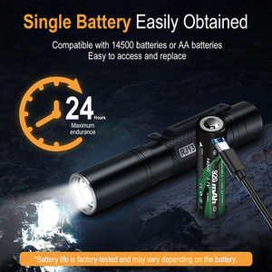 RJ13 Small <strong>Flash</strong> Light 1000mah 14500 AA Batteries 5-Mode <strong>Memory</strong> <strong>Function</strong> IP66 Waterproof Aluminium Alloy USB Charging LED Black - Product Image 5