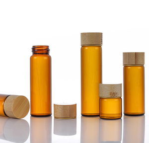 Boş 5ml 8ml 10ml 12ml 15ml 20ml 25ml cam şişeler açık kehribar Mini örnek cam şişeler ile bambu vidalı kapak - Product Image 3