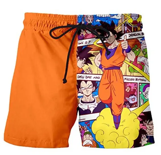 Short d'été imprimé en 3D Short de plage imprimé Anime Goku pour homme Short de mode décontracté pour homme Pantalon décontracté pour homme