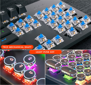 Teclado mecánico para videojuegos, retroiluminado, Retro, punk, redondo, con cable USB, con eje reemplazable