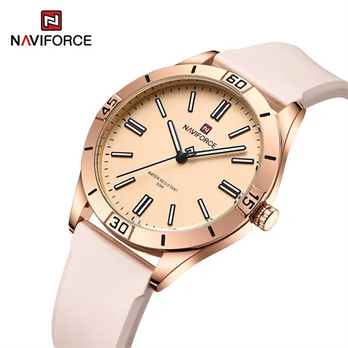 NAVIFORCE 5041 RGRGPK relojes de pulsera de cuarzo con logotipo personalizado barato de fábrica para mujer agujas luminosas fecha hora Aleación de silicona femenina