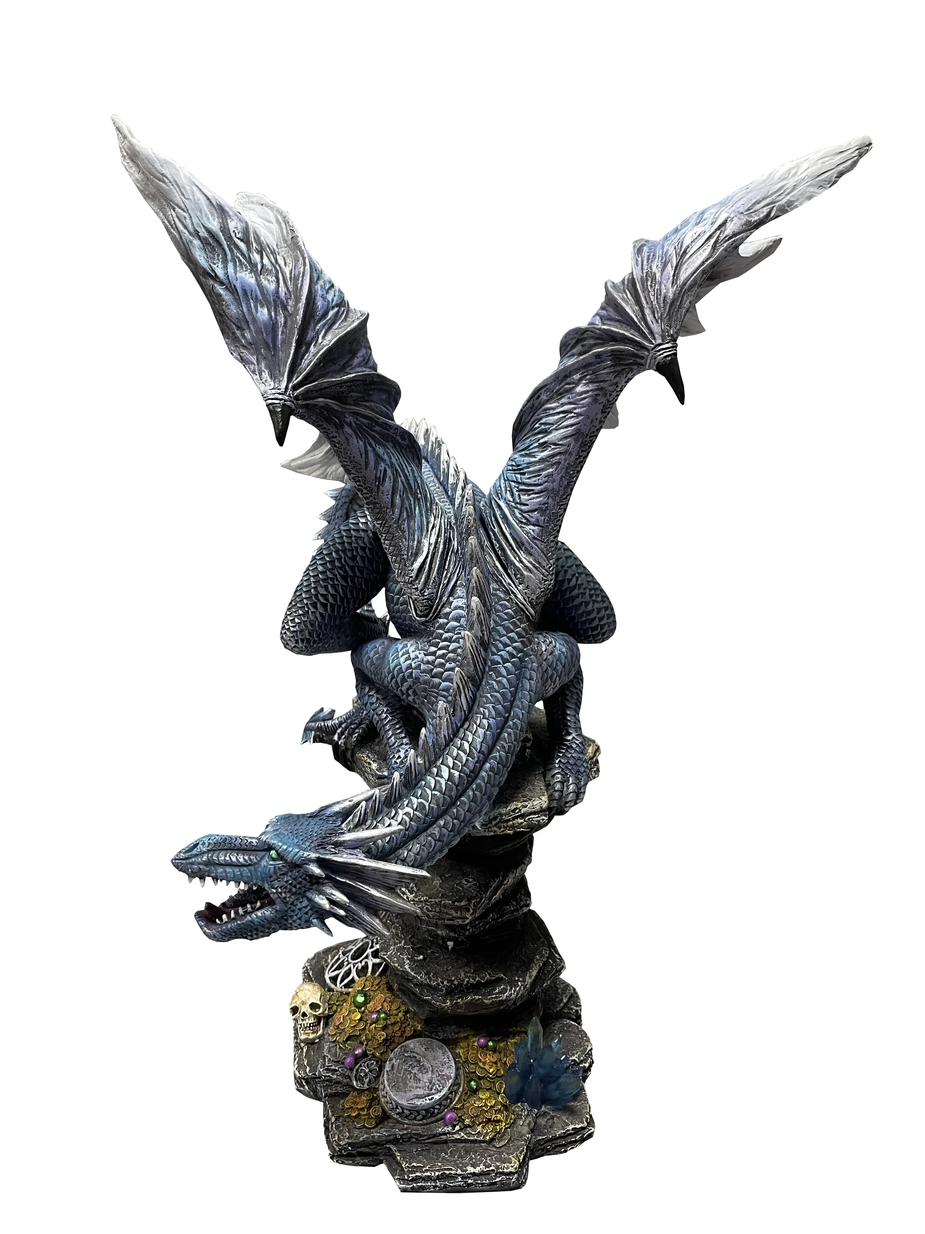 Design classico figurina di drago in resina di vendita calda tesori di cristallo drago con teschio decorazione di alta qualità