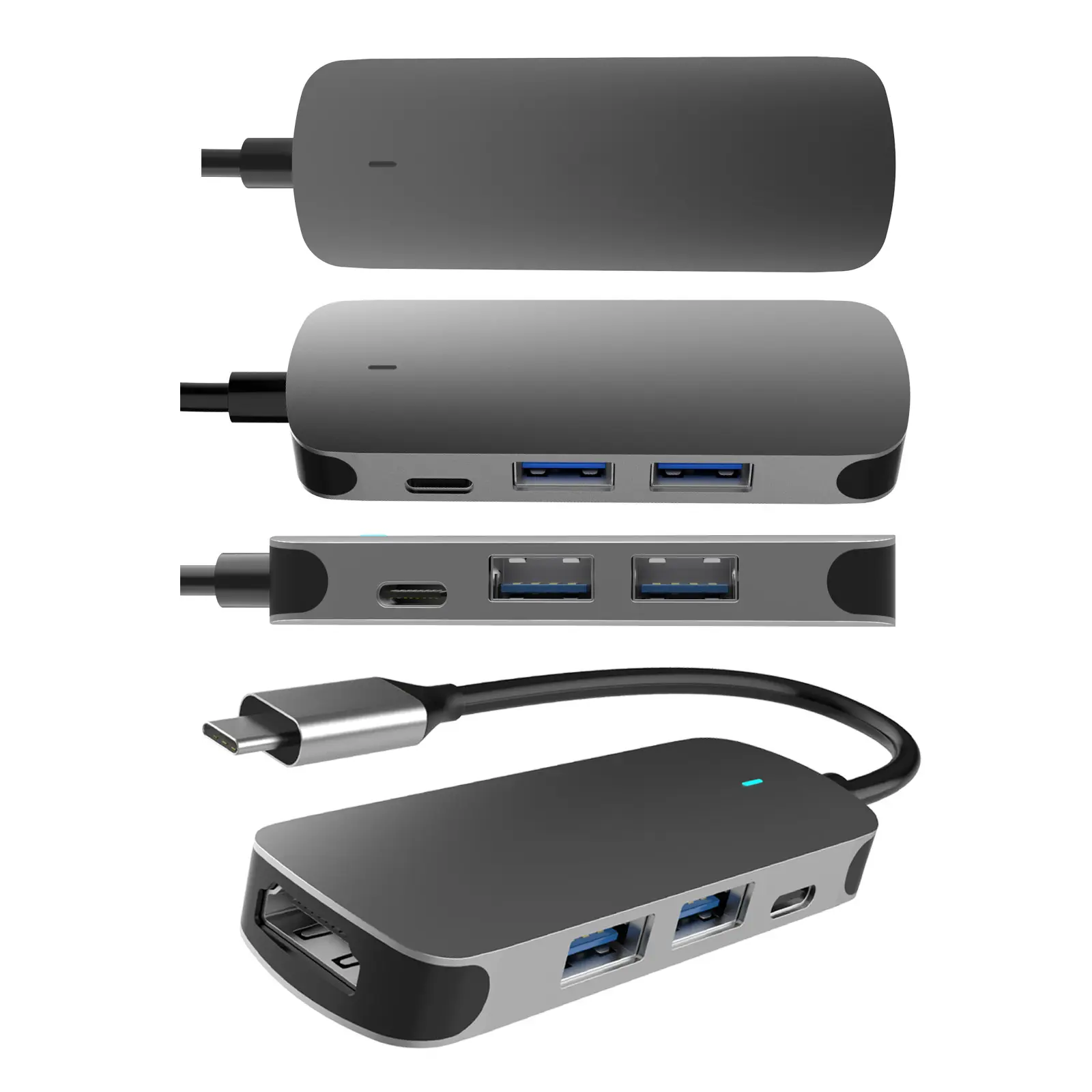 4 In 1 USB C HUB Tipe C untuk USB 3.0 2.0 PD 60W Stasiun Dok Adaptor Multiport untuk Laptop MacBook Pro Air