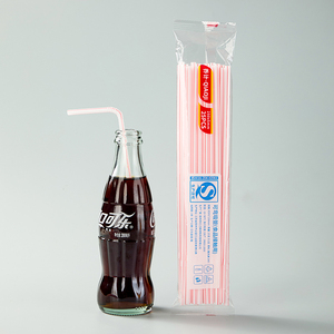 中国厂家直销PP塑料条纹吸管个人包装柔性派对酒吧用吸管 - Product Image 1