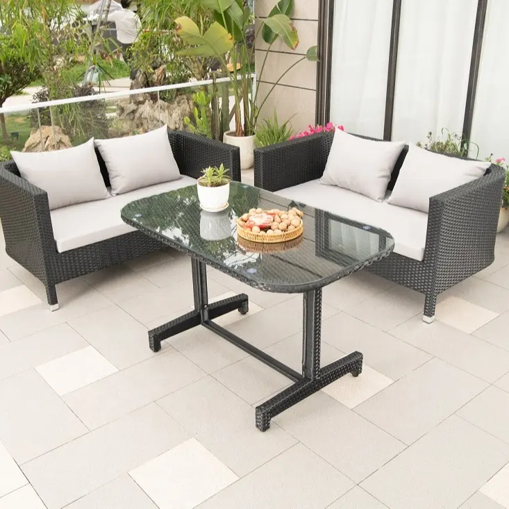 Park Villa Office Mall Use Outdoor Patio Set Furniture Rattan Sofa For Lift People's Lifestyle