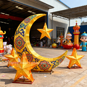 Đèn lồng lụa trăng Ramadan ngoài trời chống thấm tiết kiệm năng lượng giá xuất xưởng màu vàng chiếu sáng cảnh quan cho trang trí Ramadan - Product Image 4