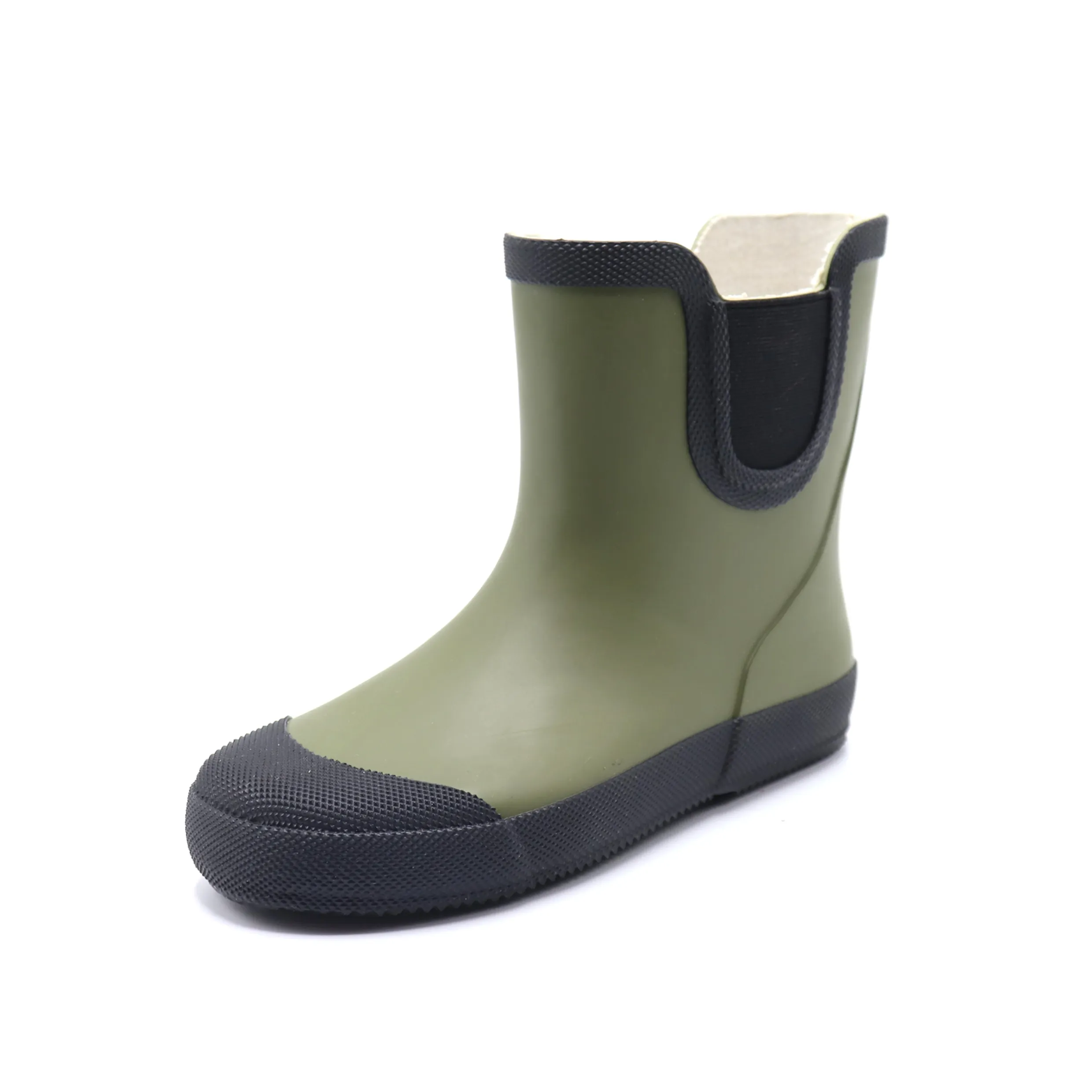 Bottes vertes armée imperméables en caoutchouc pour enfants, chaussures de pluie, vente en gros, prix d'usine,