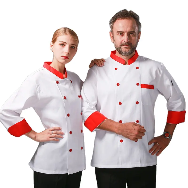 Профессиональная рабочая одежда шеф-повара, мужская белая униформа с длинными рукавами, может вышивать логотип, выпечка, ресторан, отель, рабочая одежда для женщин