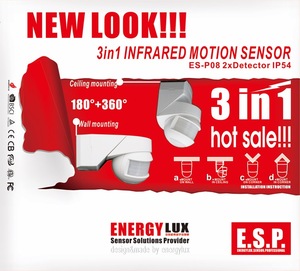 ES-P08 sensore di movimento infrarosso fissato al muro di distanza 12M IP44 di rilevazione da 180 gradi/sensore di movimento astuto di PIR - Product Image 5
