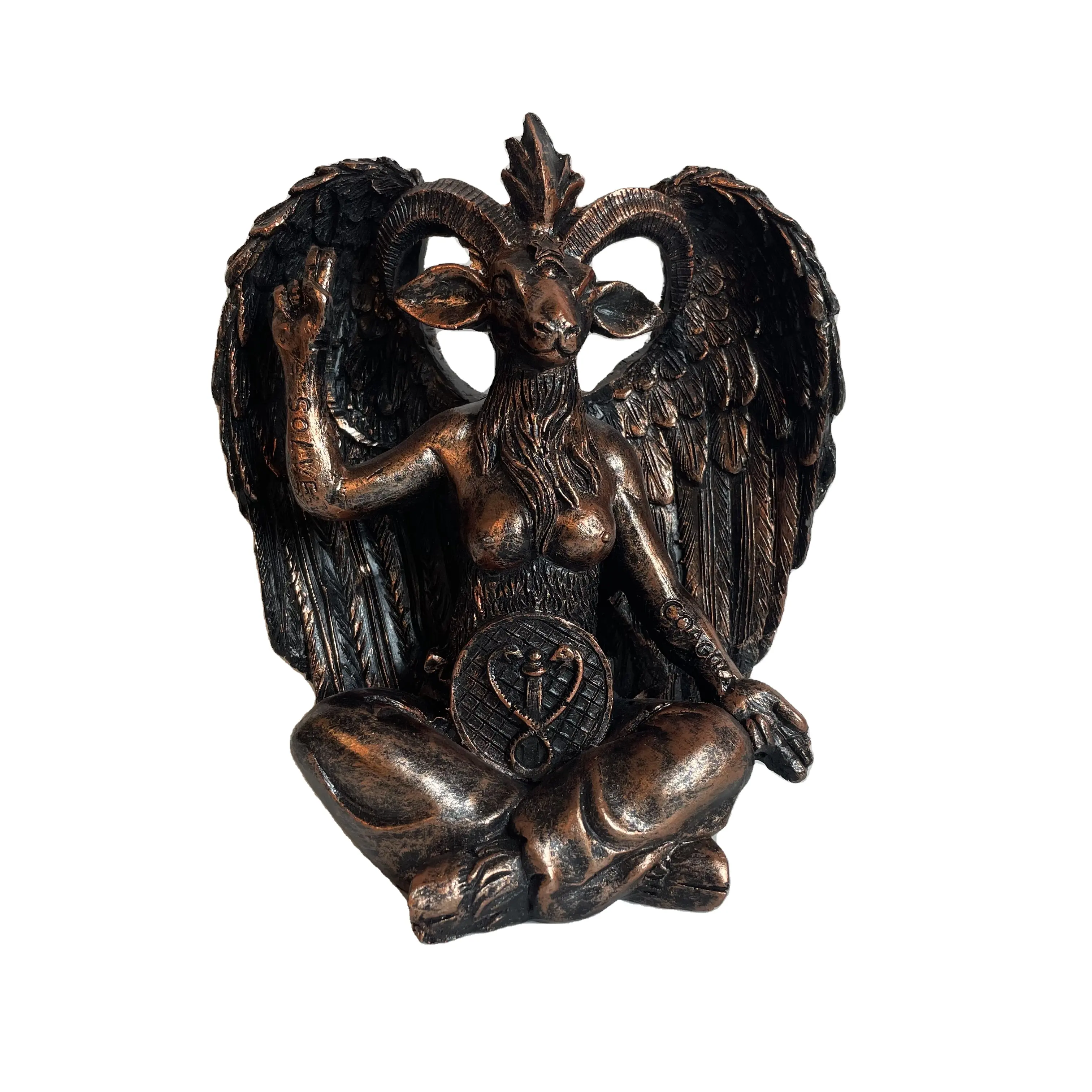 Résine Artisanat Décoration de La Maison Méditation Chèvre Satanique Diable Sculpture Table ornement En Gros résine artisanat