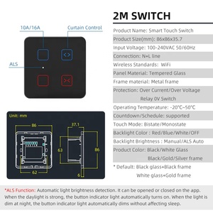 Tuya Smart WiFi ventilador ajuste 6 y 8M Interruptor táctil aplicación Control remoto Control de voz 10A 240V Smart Life interruptor de pared de vidrio India - Product Image 3