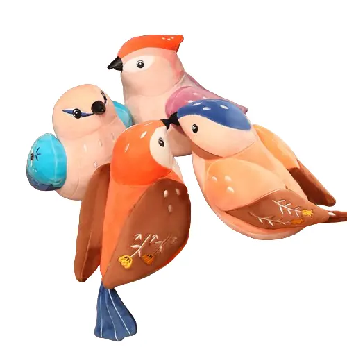 T063 simulación en el extranjero pájaro cantando música gorrión muñeca Venta caliente pájaro juguetes de peluche