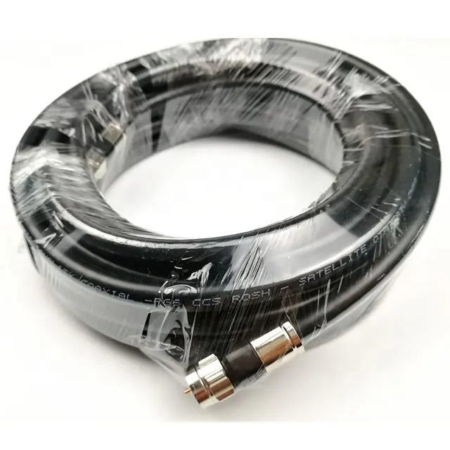 RG6 Coaxial Cable with rubber waterproof F compression connectors