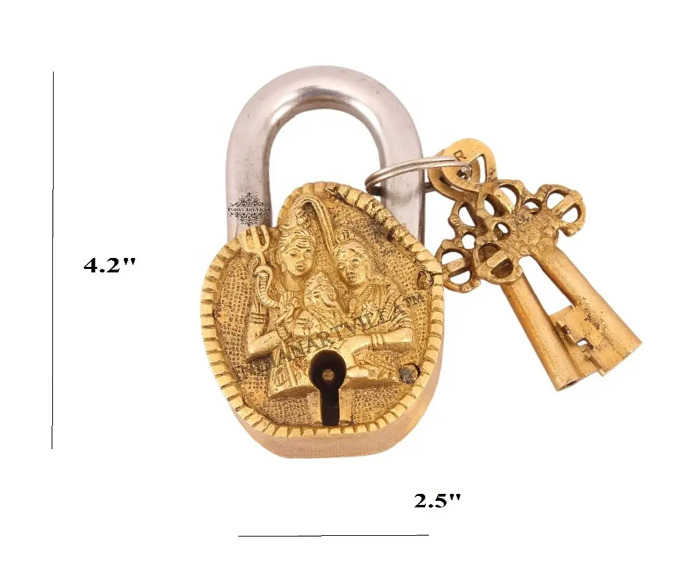 Unique de Serrure En Laiton À Prix Discount Laiton Shiv Famille Conception Serrure Maison Hôtel Temple Article Cadeau Fournisseur & Fabricant De L'inde