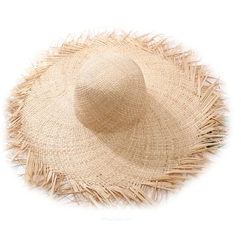 Gran ancho brim floppy sombrero mujer sombrero de sol de verano playa sombrero de paja al por mayor