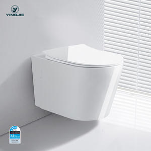 Gantungan dinding toilet di dinding kamar mandi, toilet Inggris pasang Dinding tombol tekan toilet keramik - Product Image 1