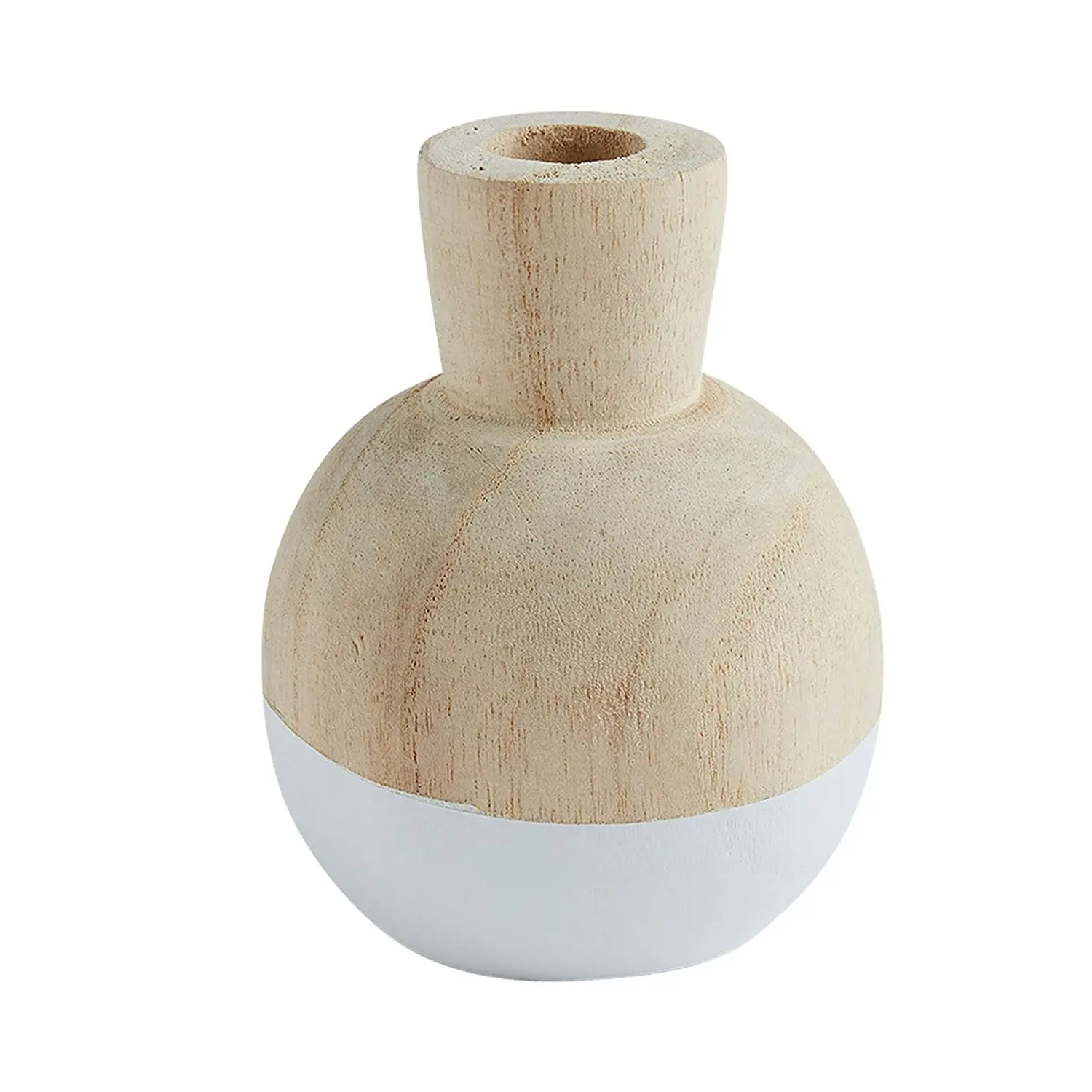 Vase en bois demi-blanc, Design en bois massif, décorations de Table de séjour pour la maison, Vases de décoration en bois