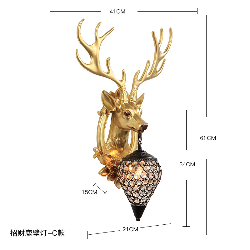 Bon augure lampe cerf doré abat-jour à pointe noire