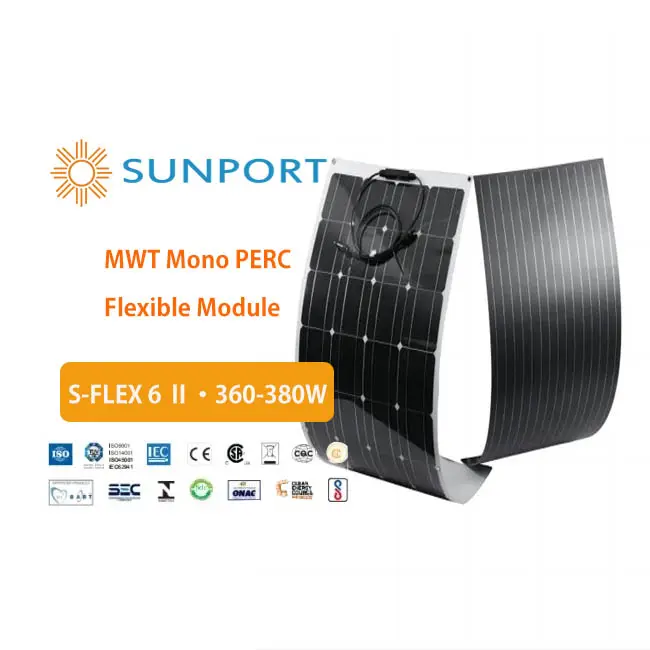 Hi-Tech Sunport Power 380W flexibles Solar panel für große Anwendungen/schwimmende PV-Systeme