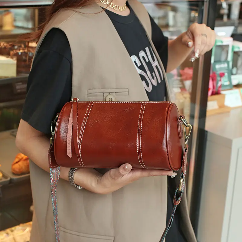 Lady Cilinder Luxe Schoudertas Splitsen Luxe Handtassen Voor Vrouwen Bekende Merken Retro Grote Capaciteit Borse Donna