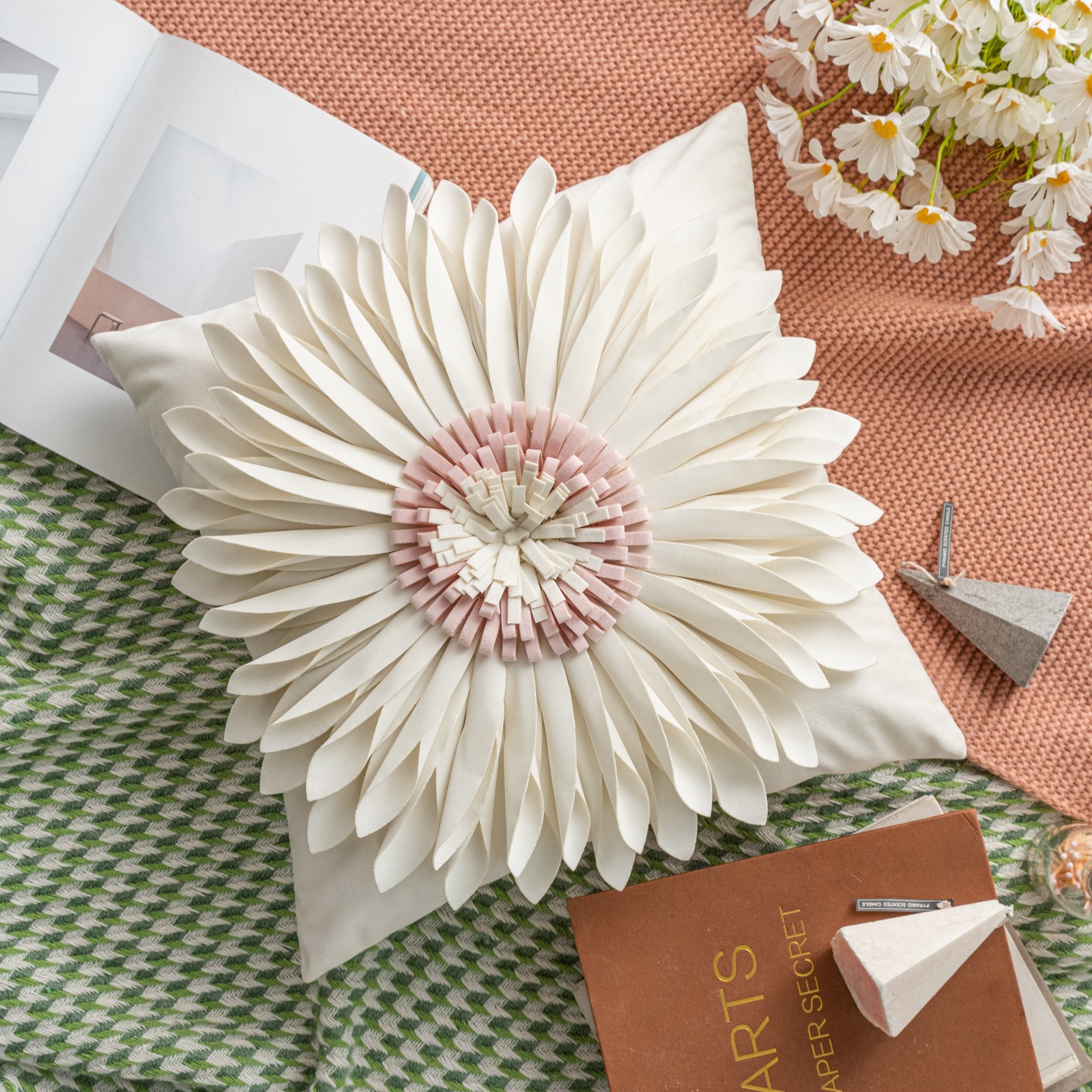 Version améliorée Tournesol carré intérieur rose blanc